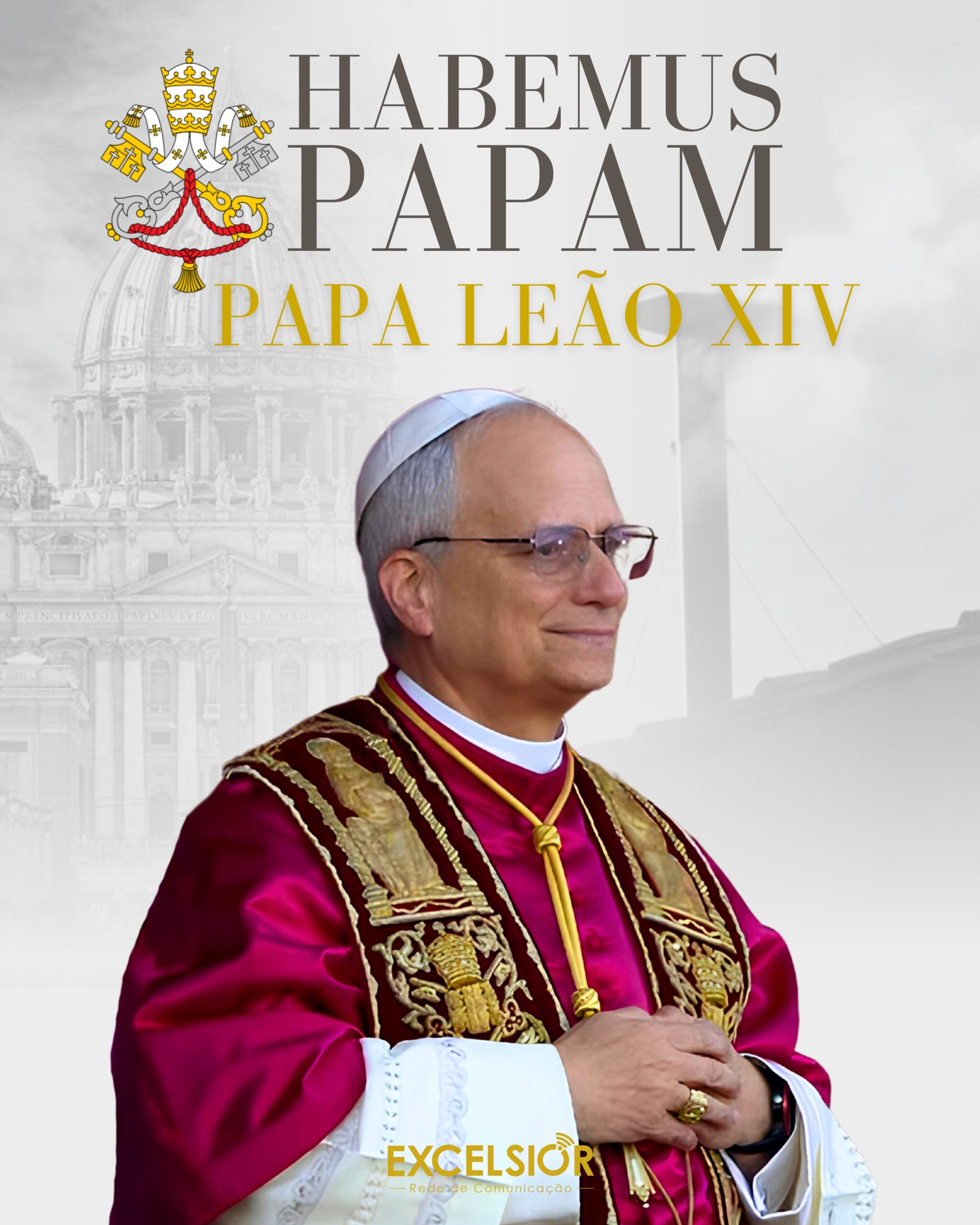 Card de anuncio do Papa Leão XIV